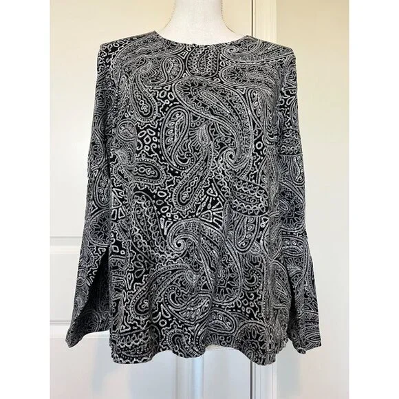 2 pc Lot Croft & Barrow Long Sleeve Shirts Womens Sz 1X Paisley Abstract Pattern - Picture 4 of 16